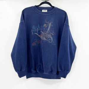 Northern Reflections Women's Navy Blue Graphic Sweatshirt Long Sleeve Crew Neck